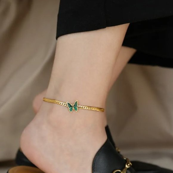 Anklet 18K Gold Plated Stainless Steel Non-Tarnish - Picture 10 of 11